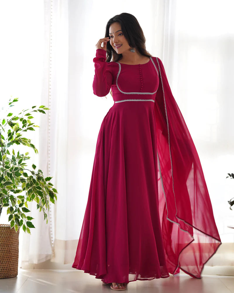 Red Coloured Anarkali Suit Set