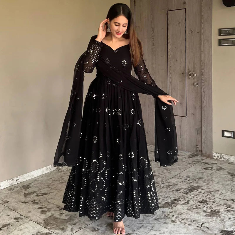 Elegant Black Anarkali Suit Set