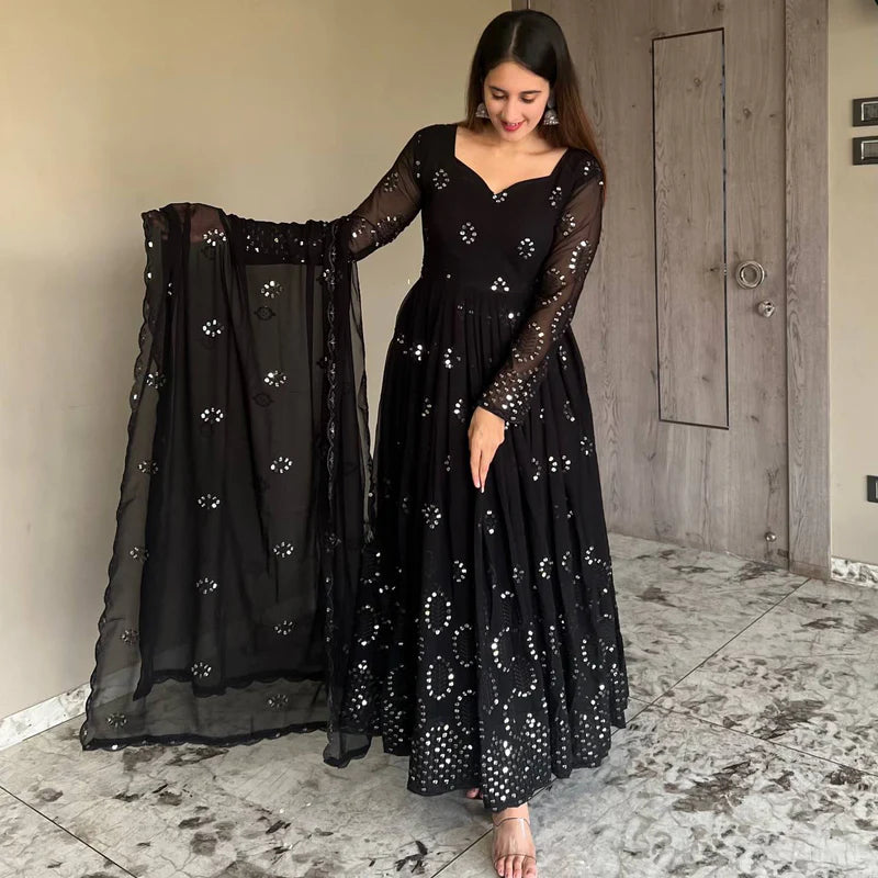 Elegant Black Anarkali Suit Set