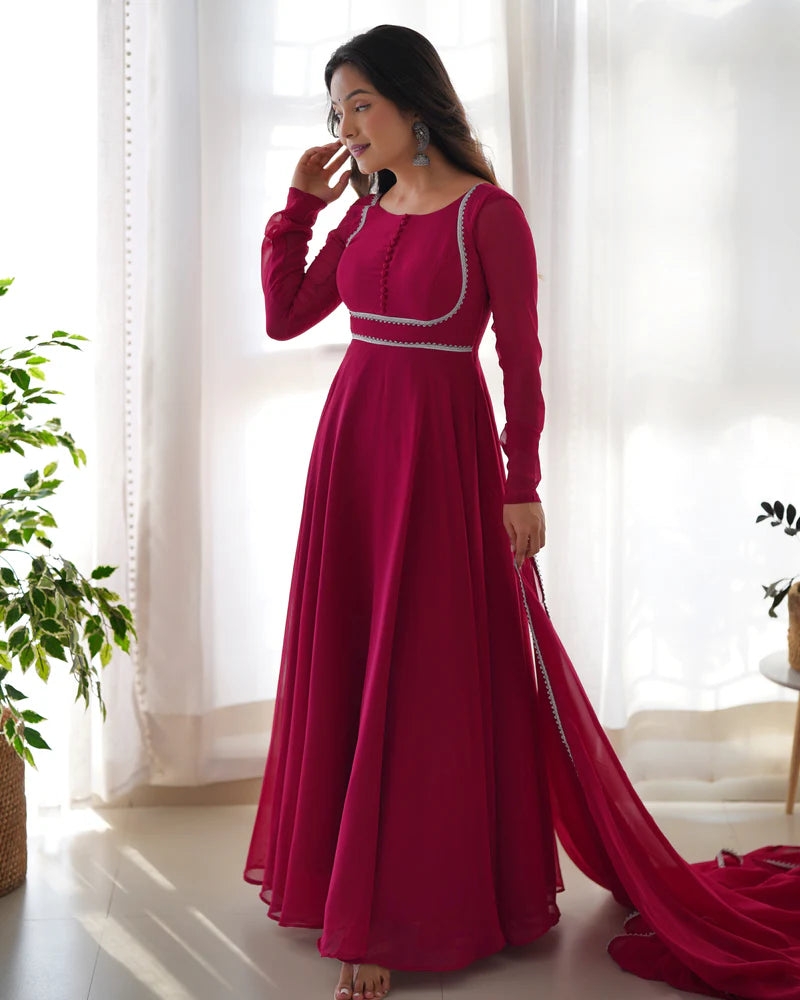 Red Coloured Anarkali Suit Set