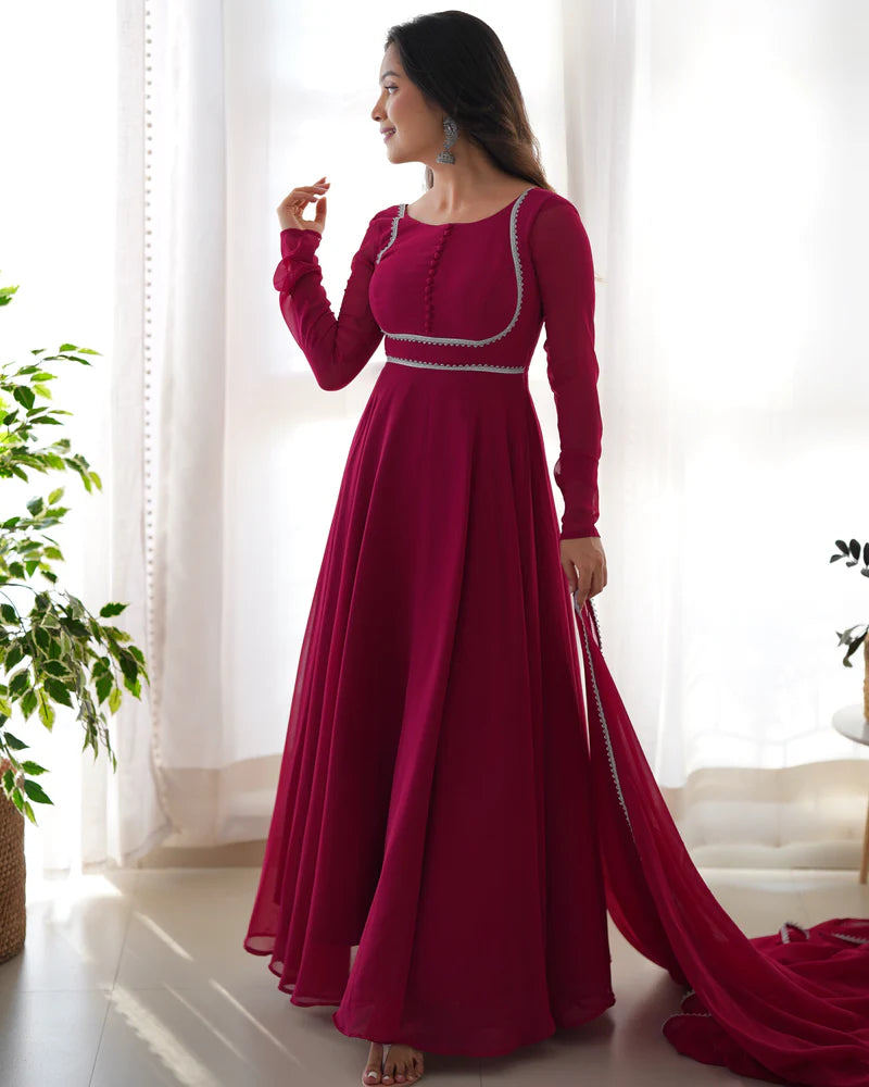 Red Coloured Anarkali Suit Set