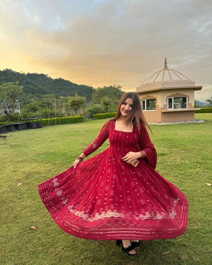 Deliciously Rich Maroon Anarkali Suit