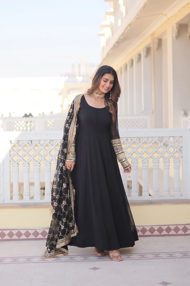 Unique Black Anarkali Suit set