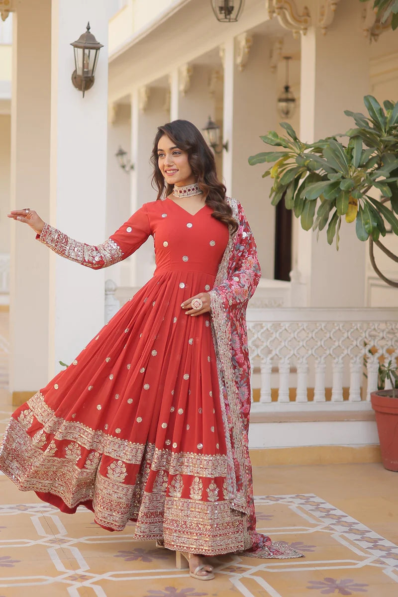 Mesmerizing Red Anarkali Suit Set