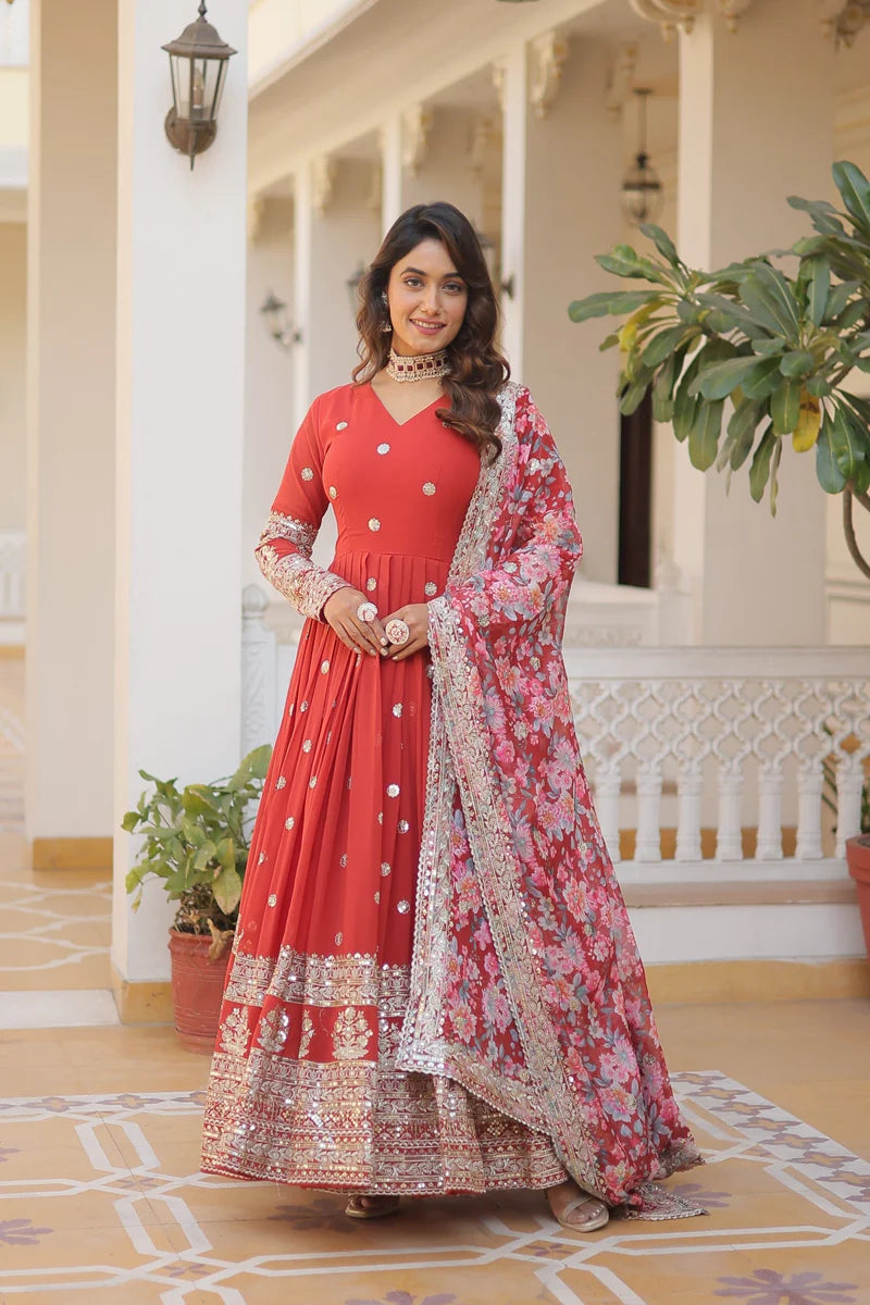 Mesmerizing Red Anarkali Suit Set