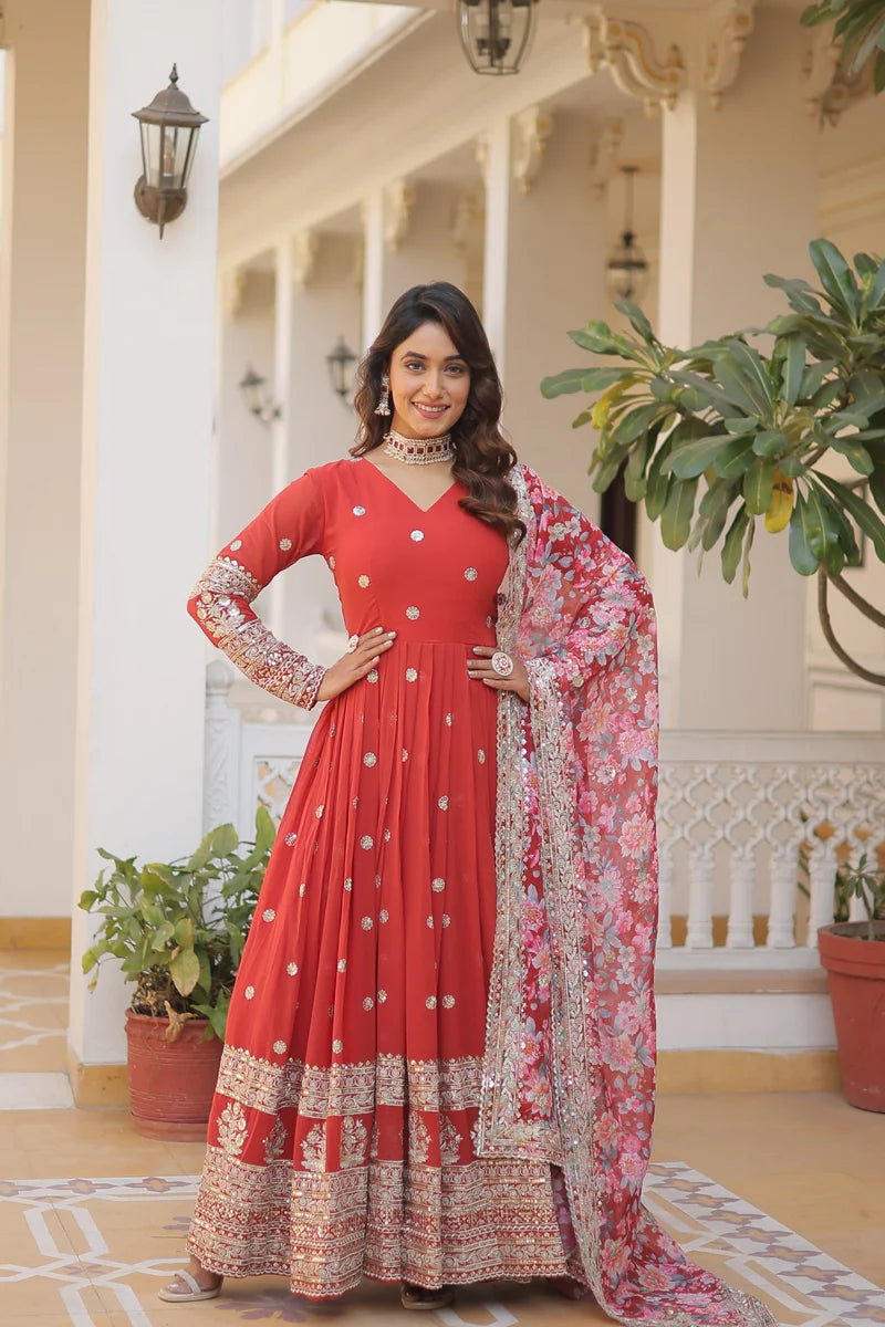 Mesmerizing Red Anarkali Suit Set