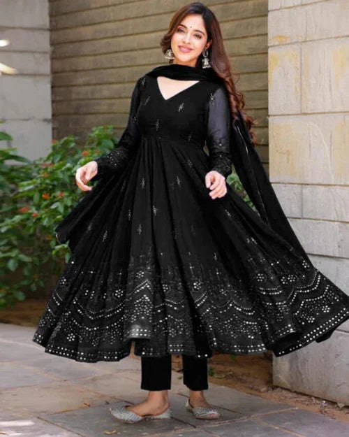 Delightful Black Anarkali Dress