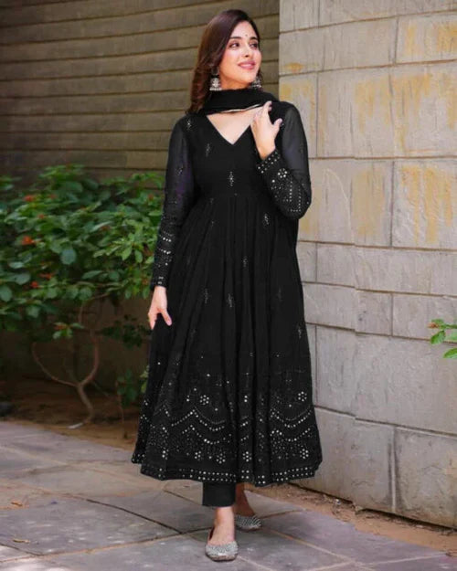 Delightful Black Anarkali Dress