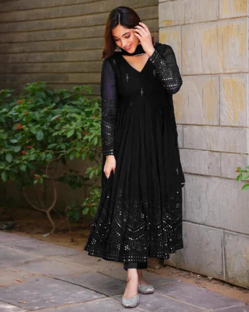 Delightful Black Anarkali Dress