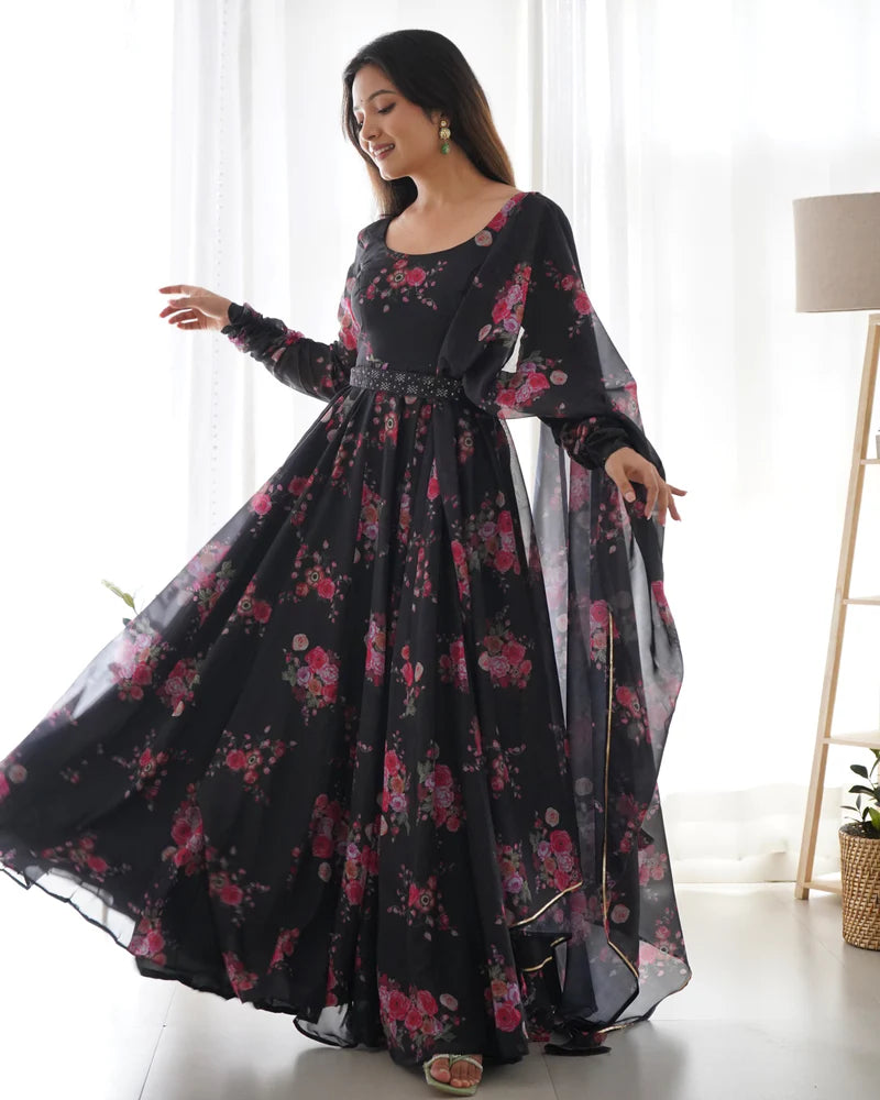 Vibrant Black Anarkali Set