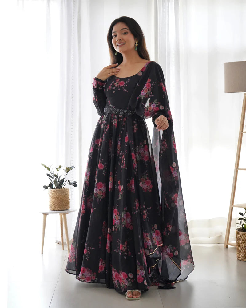 Vibrant Black Anarkali Set