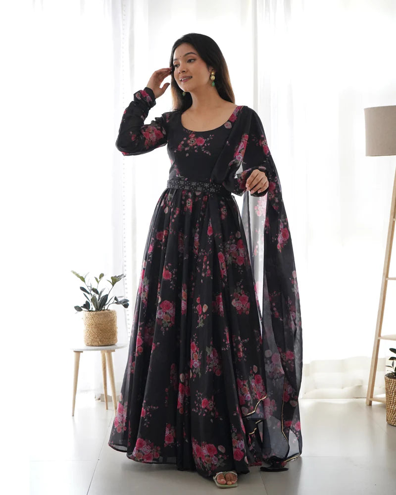 Vibrant Black Anarkali Set