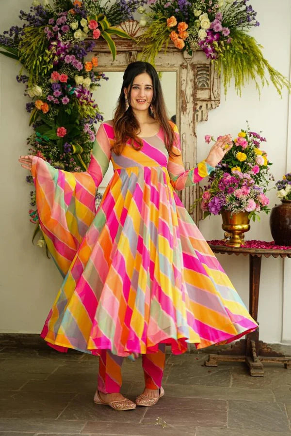 Exceptional Navrangi Anarkali Suit