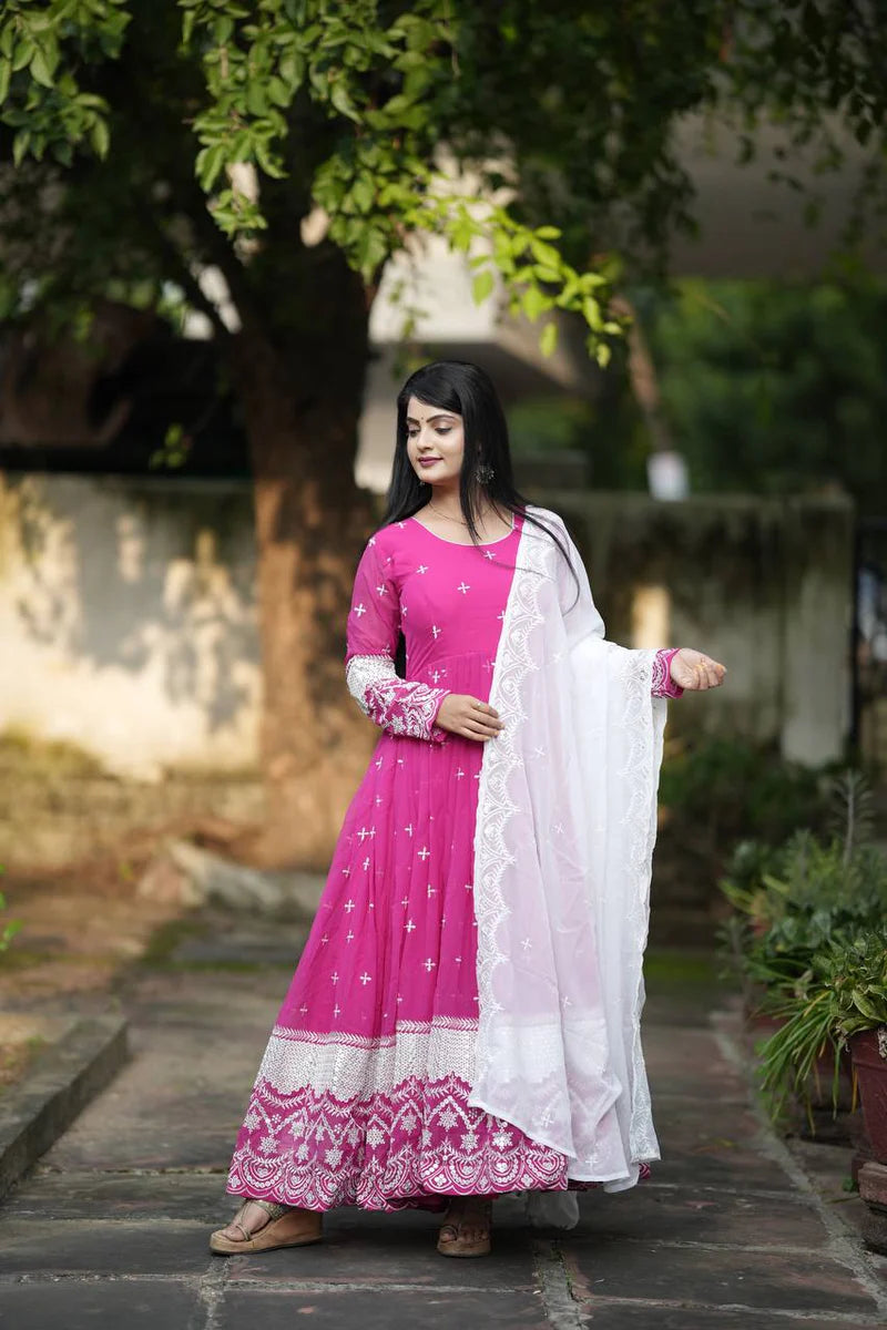 Impressive Pink Anarkali Suit with Dupatta