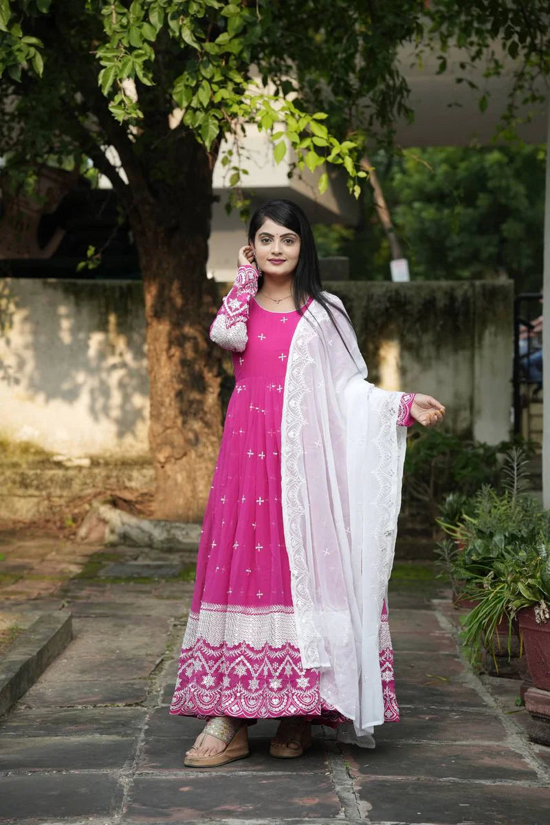 Impressive Pink Anarkali Suit with Dupatta