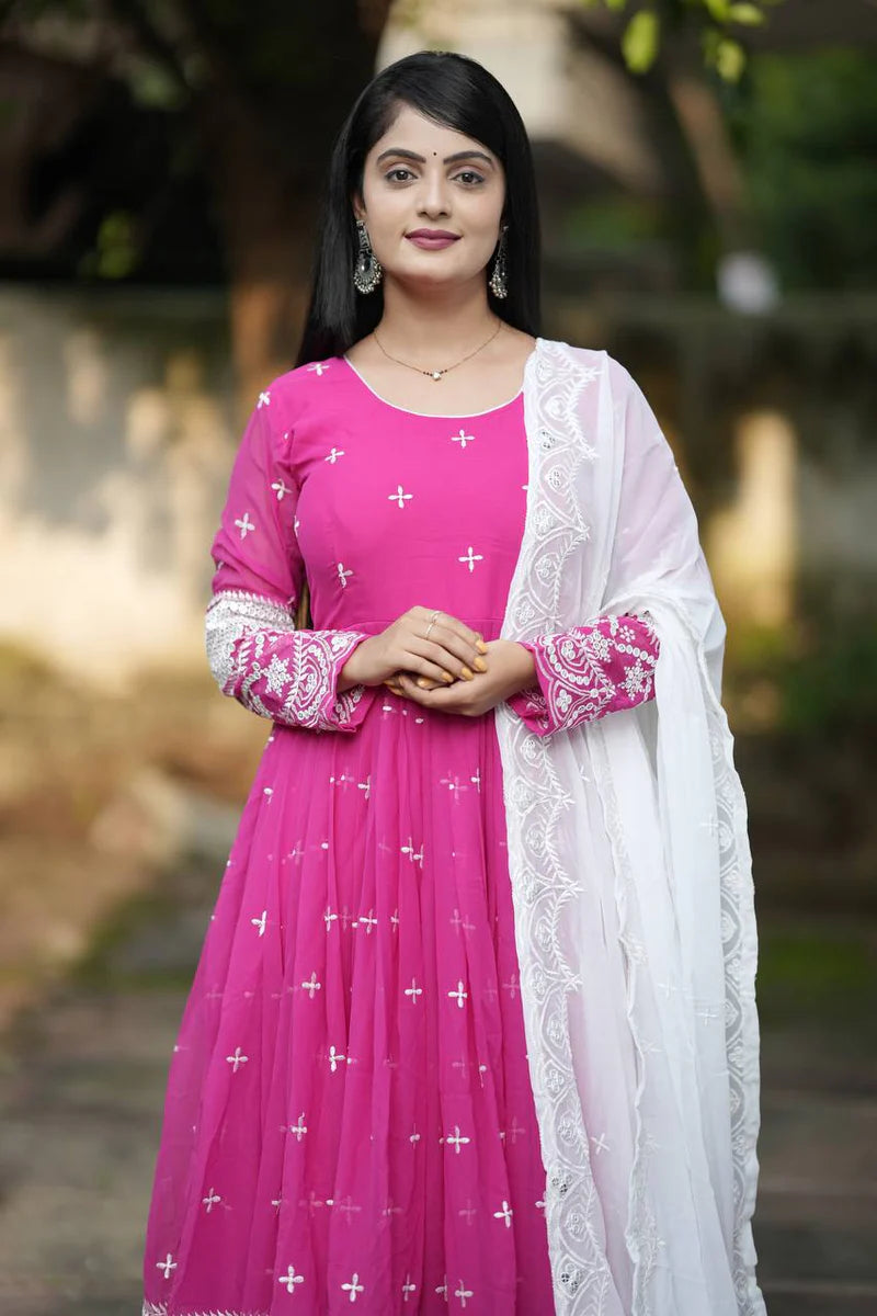 Impressive Pink Anarkali Suit with Dupatta