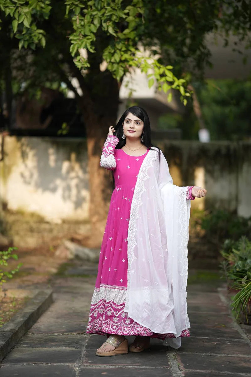 Impressive Pink Anarkali Suit with Dupatta