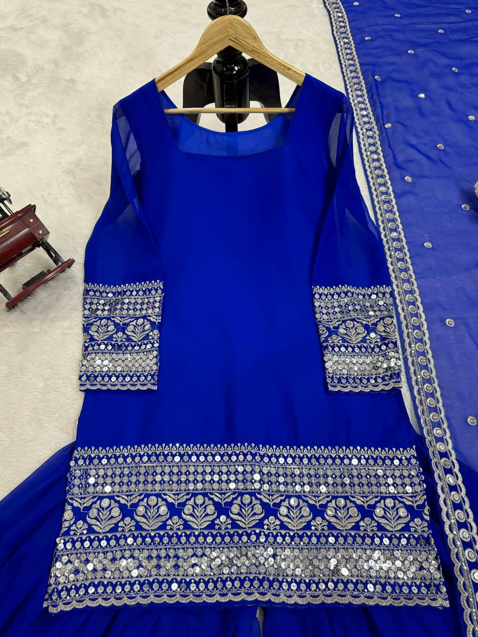 New Designer Party Wear Look Top Patiyala Salwar and Dupatta