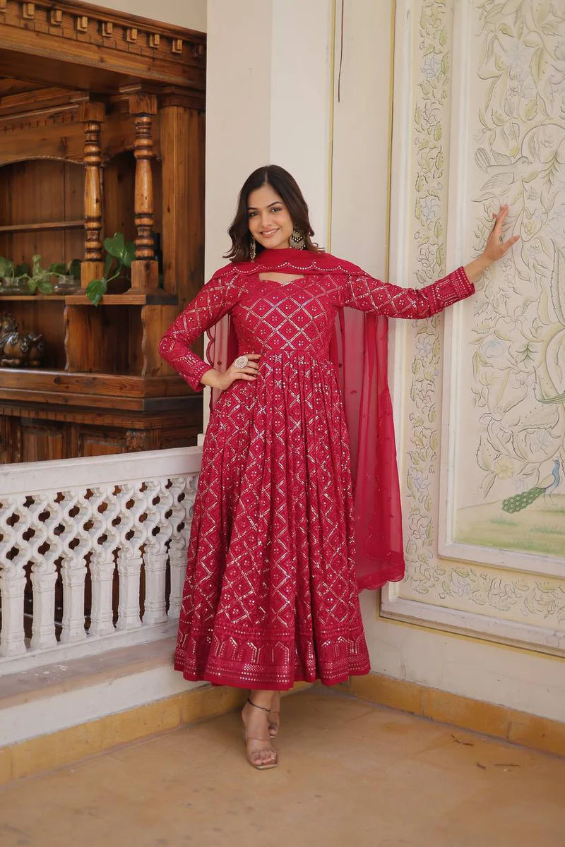 Modern Two-Color Anarkali Set