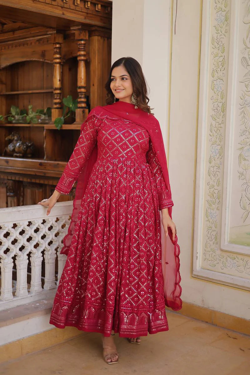 Modern Two-Color Anarkali Set