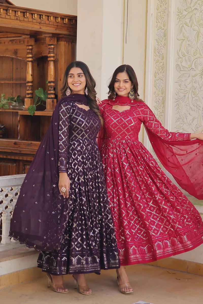 Modern Two-Color Anarkali Set