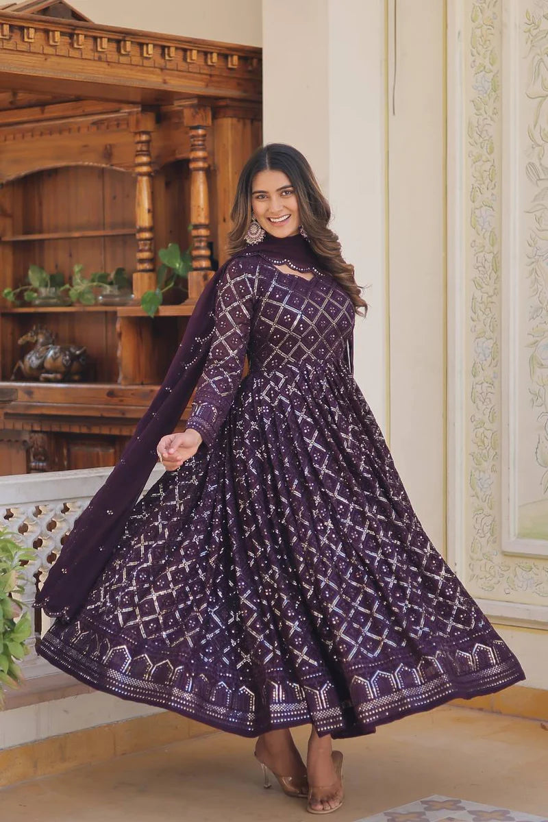 Modern Two-Color Anarkali Set