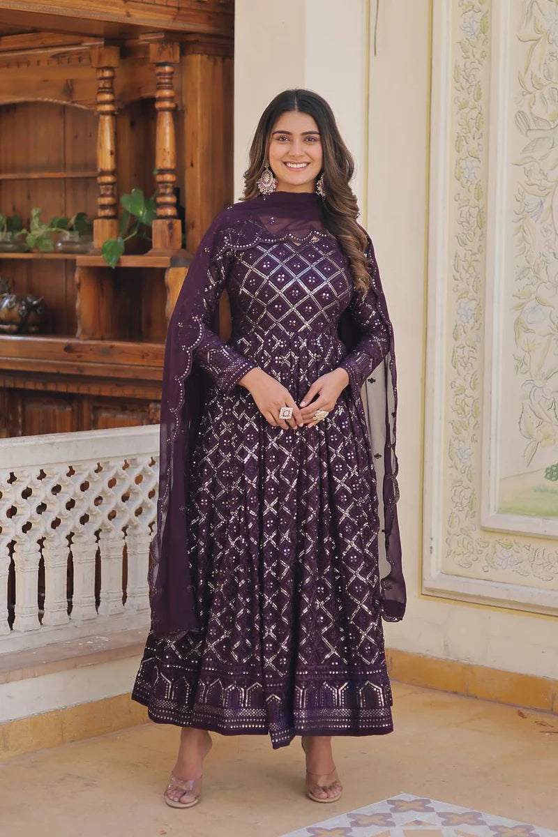 Modern Two-Color Anarkali Set