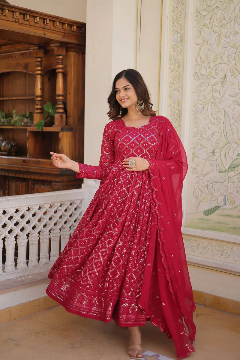 Modern Two-Color Anarkali Set