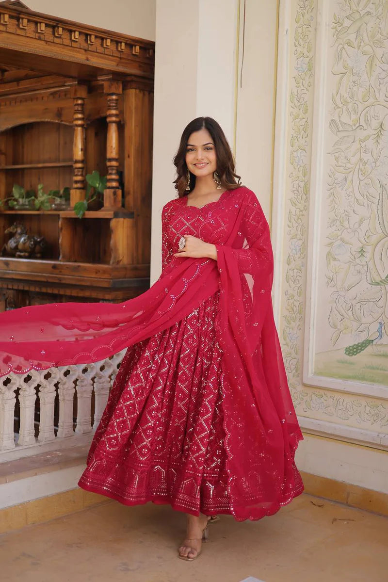 Modern Two-Color Anarkali Set