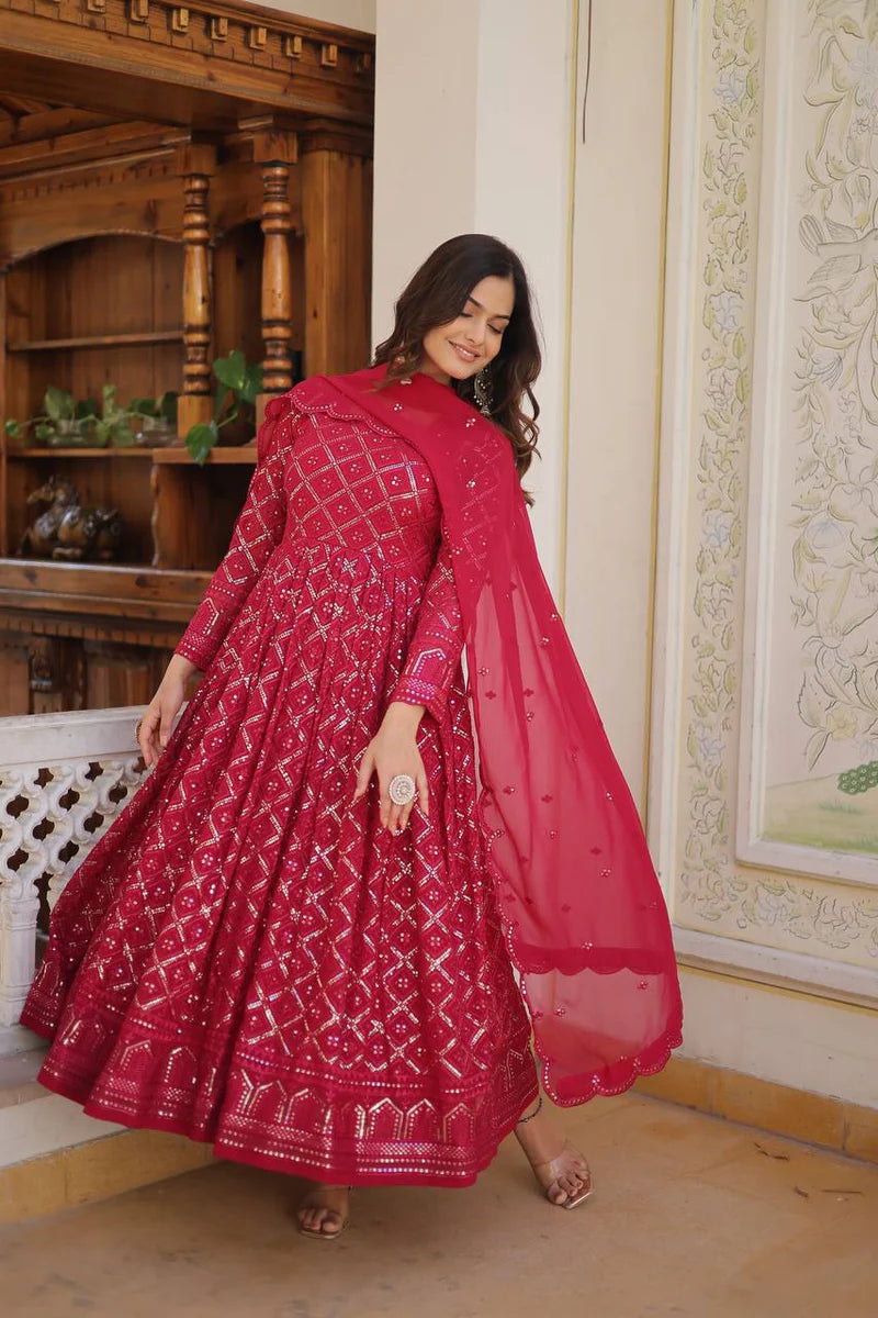 Modern Two-Color Anarkali Set