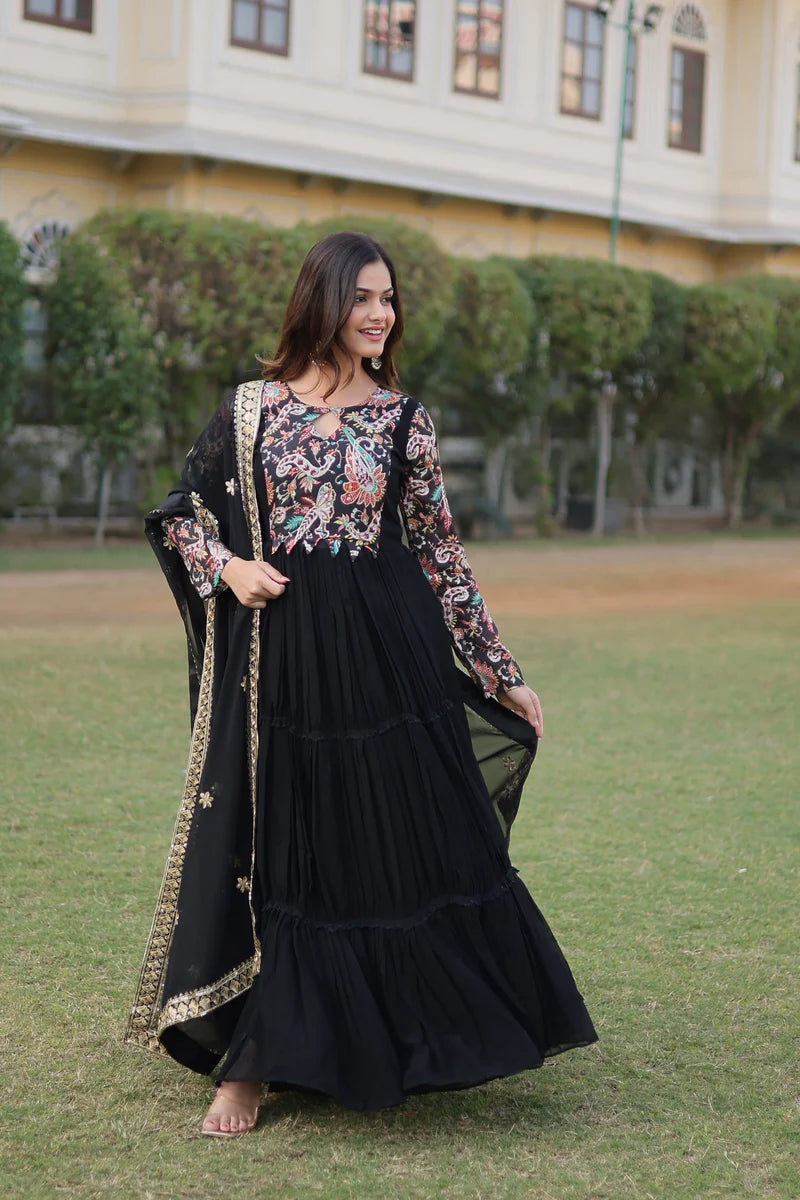 Midnight Black Anarkali Set