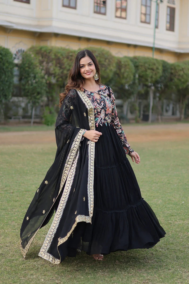 Midnight Black Anarkali Set