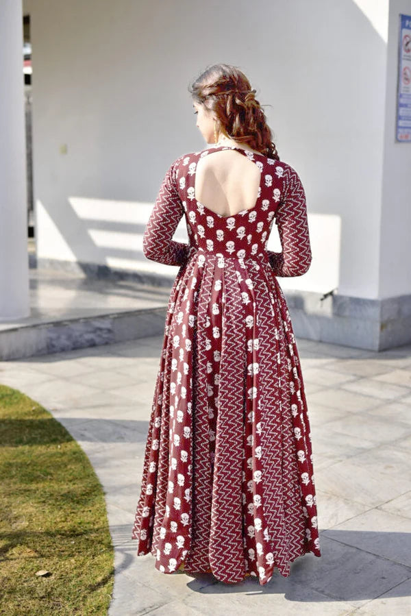 GAJGAMINI BROWN MAXI SET