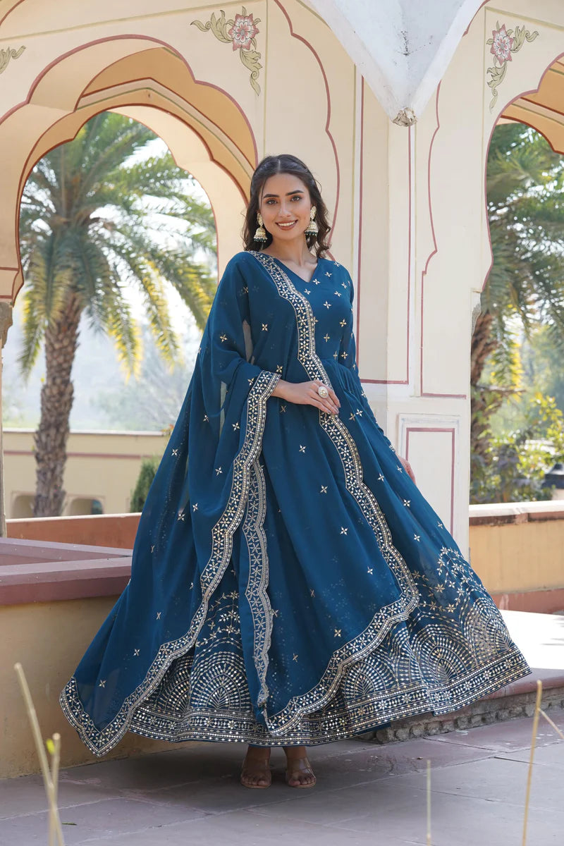 Graceful Blue Anarkali Gown