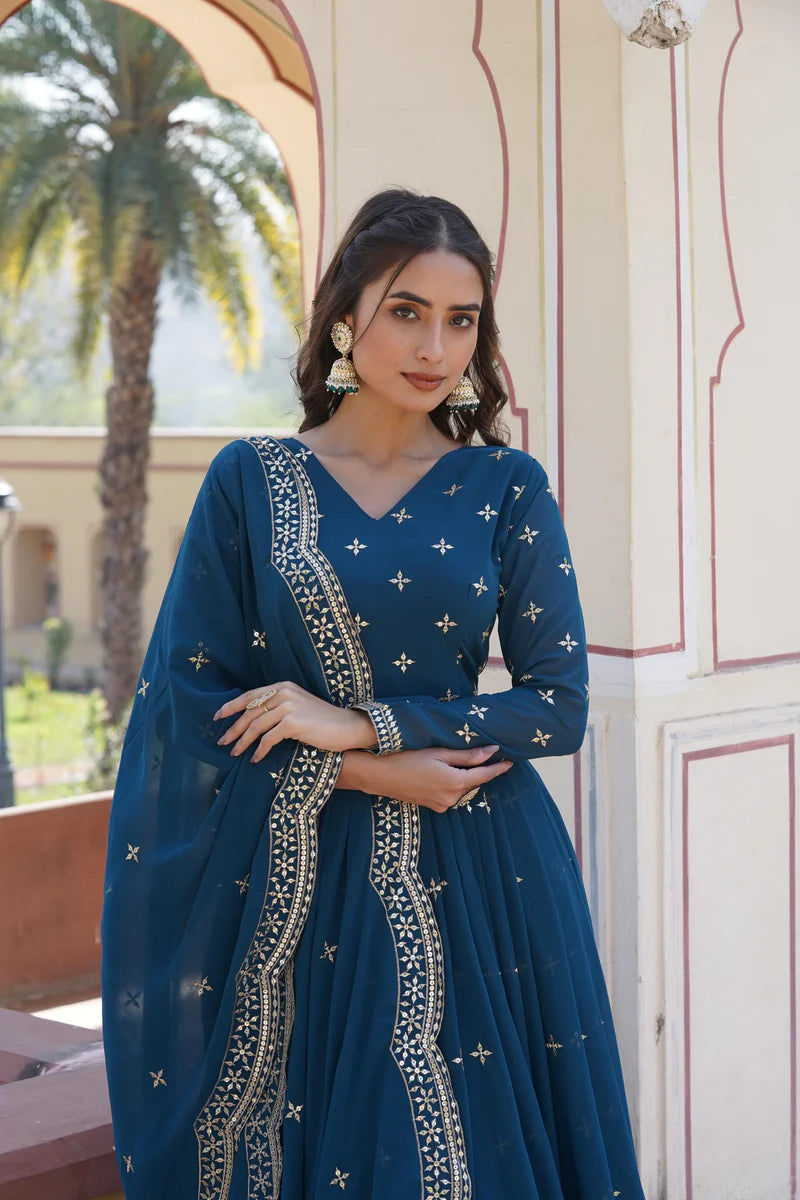 Graceful Blue Anarkali Gown