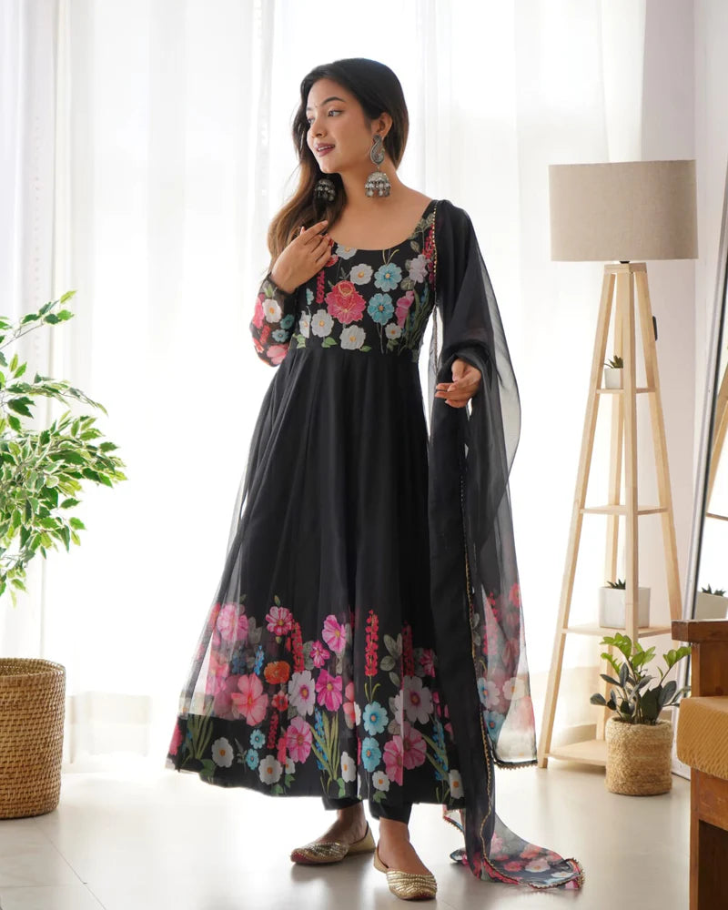 Elegant Black Anarkali Suit Set