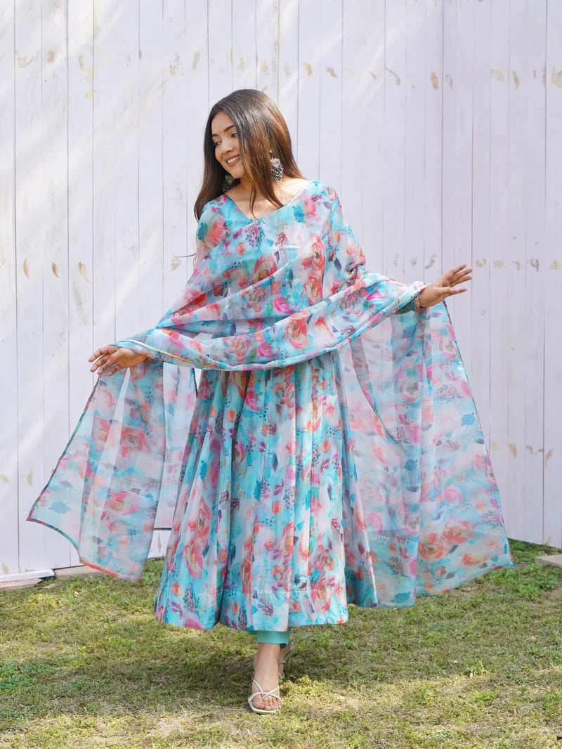 MUSKAN SKY BLUE FOX GEORGETTE