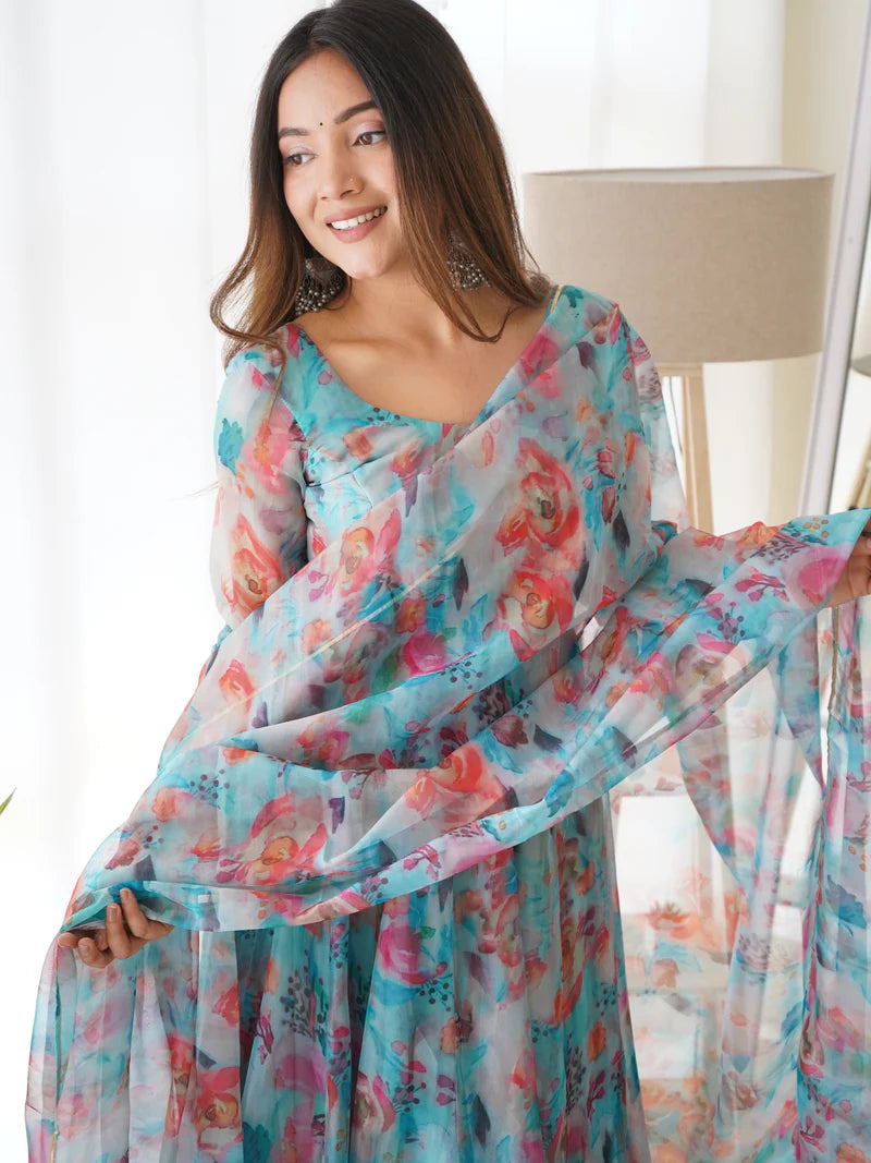 MUSKAN SKY BLUE FOX GEORGETTE