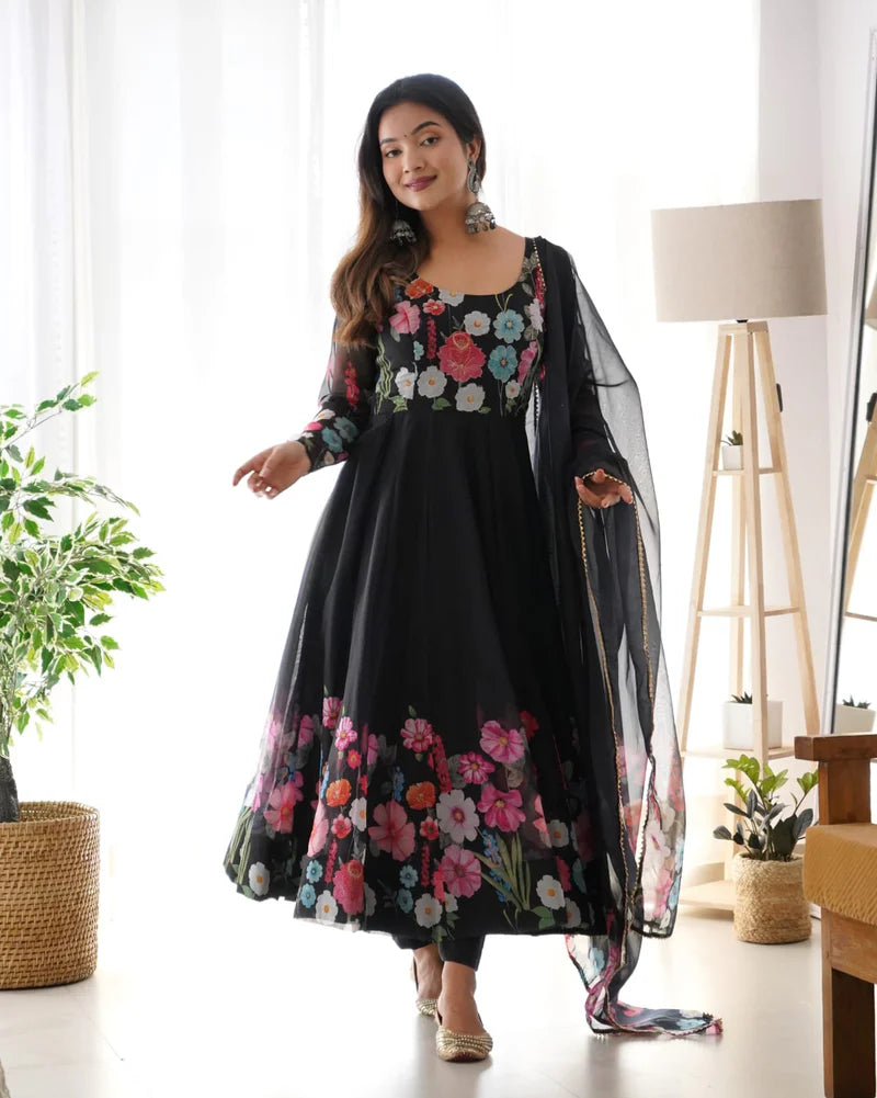 Elegant Black Anarkali Suit Set