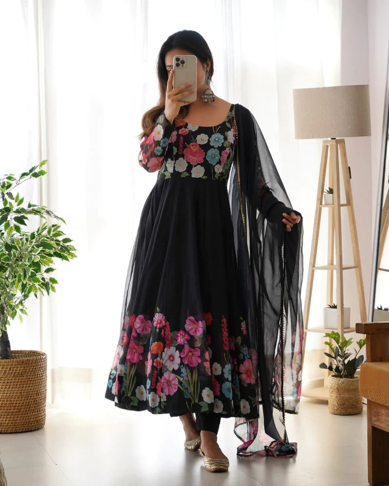 Elegant Black Anarkali Suit Set